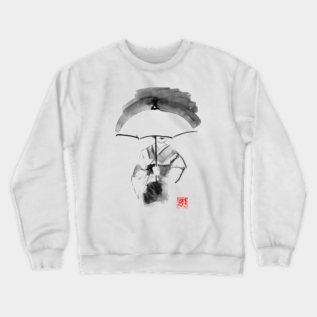 geisha under umbrella Crewneck Sweatshirt by pechane